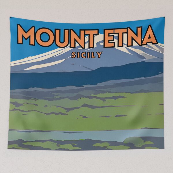Item preview, Mount Etna Sicily Vintage Travel Poster designed and sold by ZionPosteria.