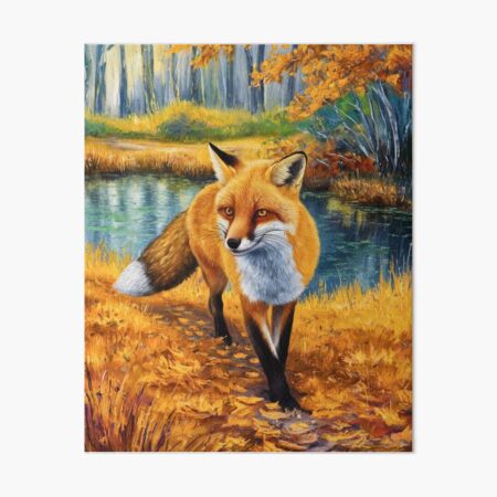 Item preview, Fox Portrait. Autumn season, fall fox, vintage fox, fox painting, Claude Monet style designed and sold by FoxVibes.