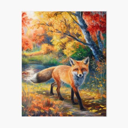 Item preview, Fox Portrait. Autumn season, fall fox, vintage fox, fox painting, Claude Monet style designed and sold by FoxVibes.