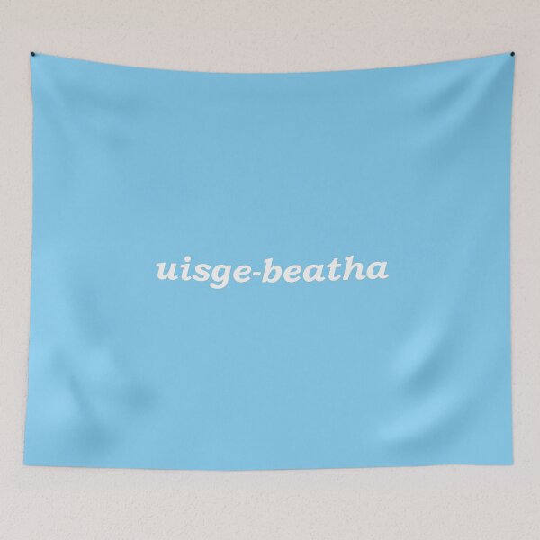 Item preview, uisge-beatha (the Gaelic word for whisky) in cyan pastel - it translates as "water of life" in Scottish Gaelic. Uisge means water and beatha means life designed and sold by Mamaidh Made.