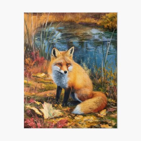 Item preview, Fox Portrait. Autumn season, fall fox, vintage fox, fox painting, Claude Monet style designed and sold by FoxVibes.