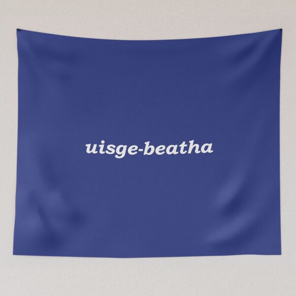 Item preview, uisge-beatha (the Gaelic word for whisky) in dark blue- it translates as "water of life" in Scottish Gaelic. Uisge means water and beatha means life designed and sold by Mamaidh Made.