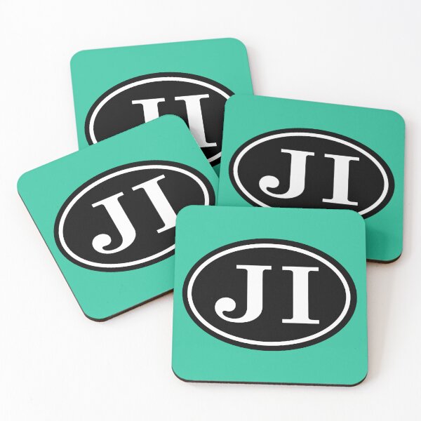 Item preview, JI Initials Monogram Oval White Letters designed and sold by Jeallan Designs.