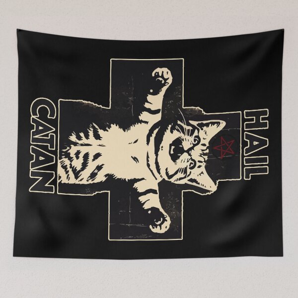 Item preview, Hail Catan Satan Funny Cat Cross designed and sold by TomFrontierArt.