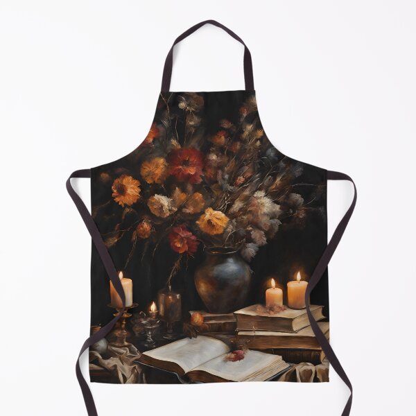 Aperçu de l'œuvre Cadeau de décadence de fleurs séchées de peinture à l’huile florale d’université foncée pour la fille bookish girlie  créée et vendue par Fantasy Cache.