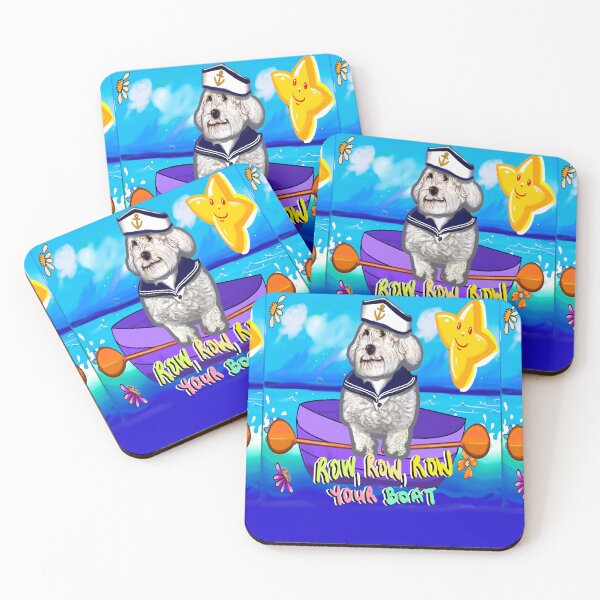 Item preview, Row your boat gently down the stream Nautical Nursery Rhyme Cute Cavapoo Dog Sailor on the ocean designed and sold by Artonmytee.