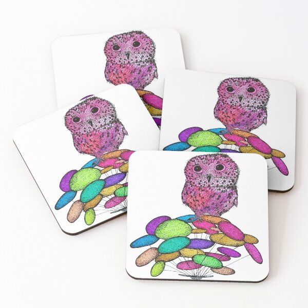 Item preview, purple owl, cute owl,sweet bird,colorful flower designed and sold by NB-Artmagic.