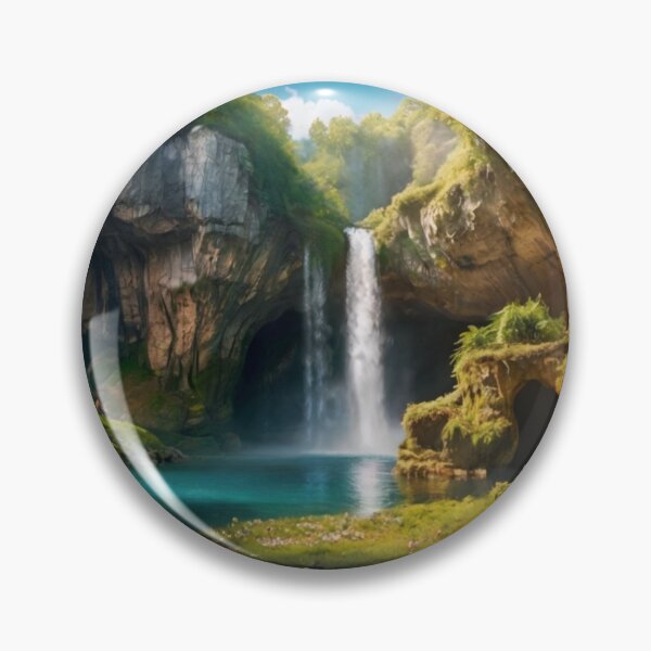 Item preview, Whimsical Enchanted Cave with Sunlit Waterfall designed and sold by BlareBlare.