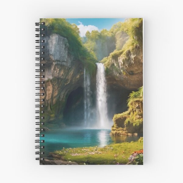 Item preview, Whimsical Enchanted Cave with Sunlit Waterfall designed and sold by BlareBlare.