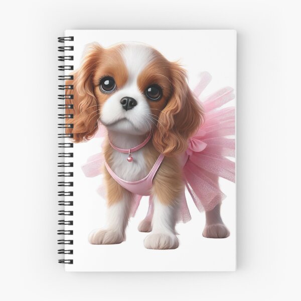 Item preview, Cute Cavalier Spaniel puppy with big eyes in pink tutu. designed and sold by toypoodlemom.
