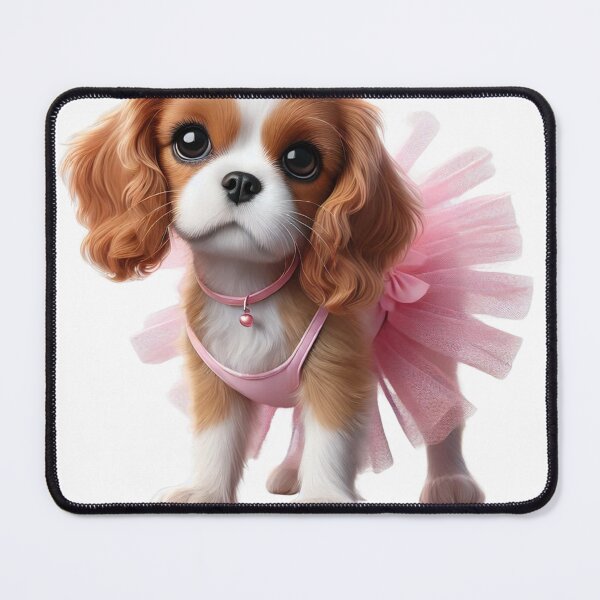 Item preview, Cute Cavalier Spaniel puppy with big eyes in pink tutu. designed and sold by toypoodlemom.