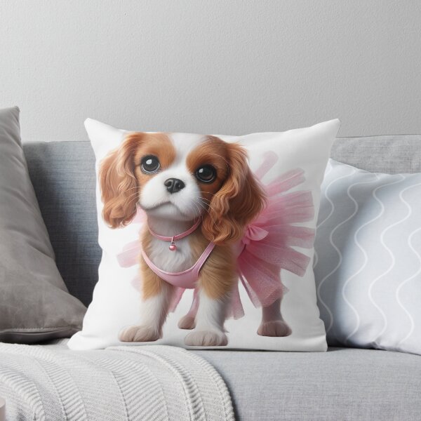 Item preview, Cute Cavalier Spaniel puppy with big eyes in pink tutu. designed and sold by toypoodlemom.
