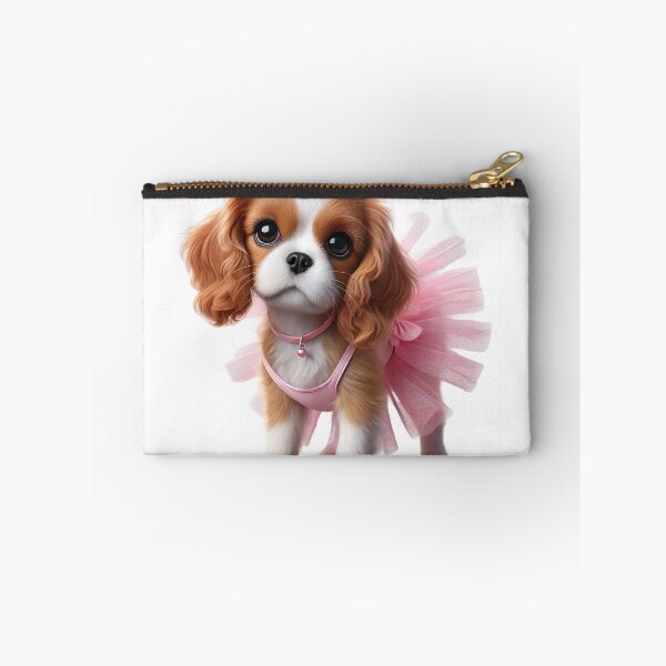 Item preview, Cute Cavalier Spaniel puppy with big eyes in pink tutu. designed and sold by toypoodlemom.