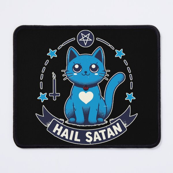 Item preview, Hail Satan Funny Cat Cross Pentagram designed and sold by TomFrontierArt.