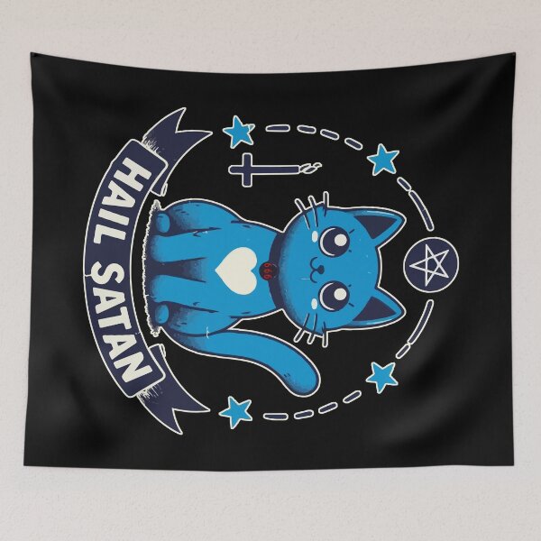 Item preview, Hail Satan Funny Cat Cross Pentagram designed and sold by TomFrontierArt.