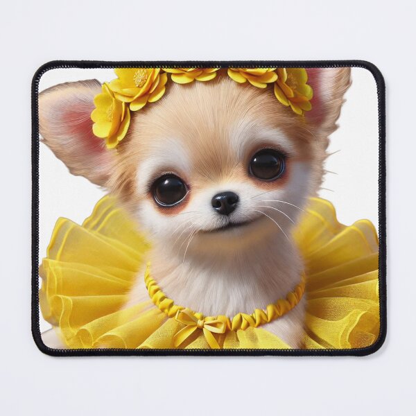 Item preview, Playful chihuahua puppy in a bright yellow tutu. designed and sold by toypoodlemom.