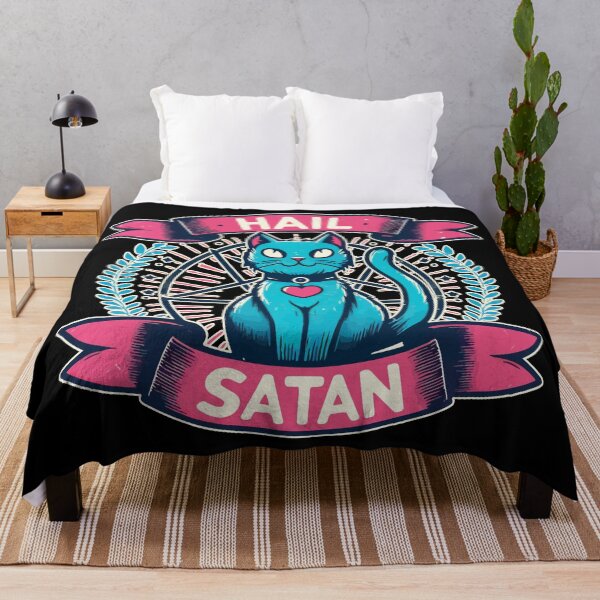 Item preview, Hail Satan Funny Blue Cat Pentagram Heart designed and sold by TomFrontierArt.