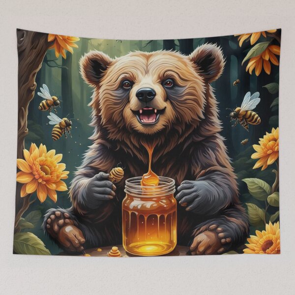 Item preview, Bear with jar of honey and bee designed and sold by Jbl55.
