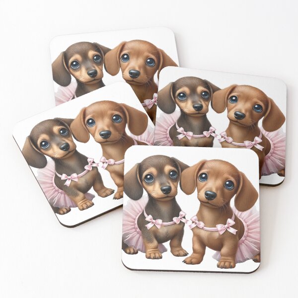 Item preview, Fluffy dachshund puppies in adorable pink tutus designed and sold by toypoodlemom.