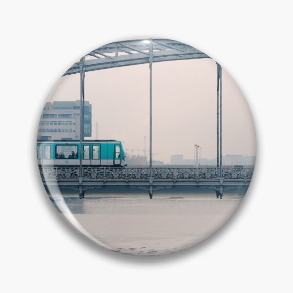 Item preview, Railway Bridge and Metro in Paris over Seine River - Soft Hues Urban Landscape  designed and sold by CarolinaReina.