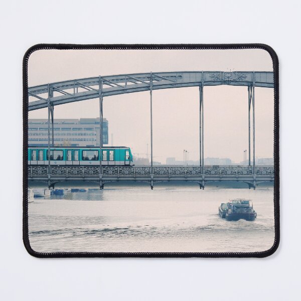 Item preview, Railway Bridge and Metro in Paris over Seine River - Soft Hues Urban Landscape  designed and sold by CarolinaReina.