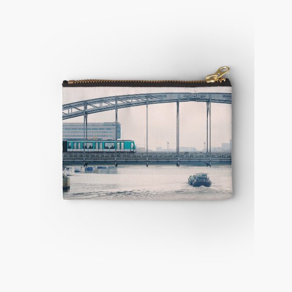Item preview, Railway Bridge and Metro in Paris over Seine River - Soft Hues Urban Landscape  designed and sold by CarolinaReina.