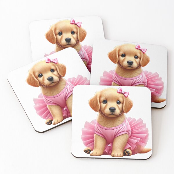 Item preview, Sweet golden retriever puppy looking graceful in a pink tutu designed and sold by toypoodlemom.