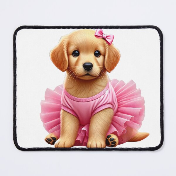 Item preview, Sweet golden retriever puppy looking graceful in a pink tutu designed and sold by toypoodlemom.
