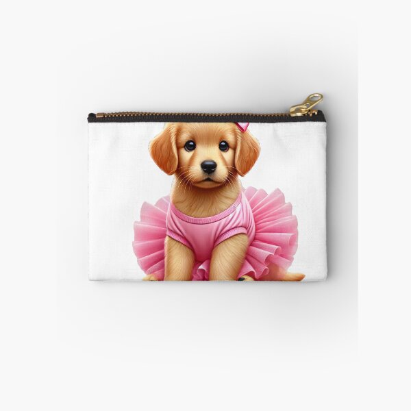Item preview, Sweet golden retriever puppy looking graceful in a pink tutu designed and sold by toypoodlemom.