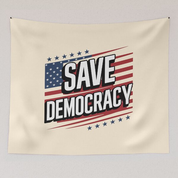 Item preview, Save Democracy - Bold Political Statement Artwork for Freedom and Justice designed and sold by FebricFusion.