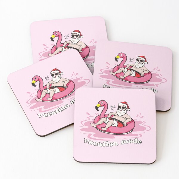 Item preview, Santa Relaxing on Flamingo Float - Vacation Mode designed and sold by KnockingLouder.