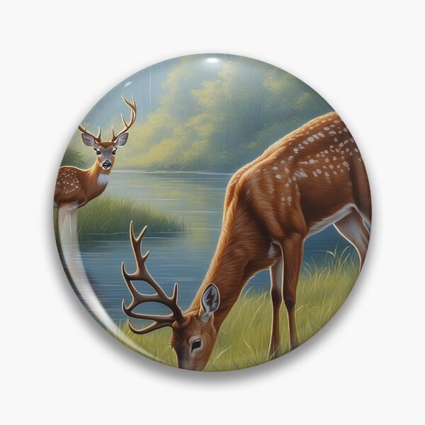 Item preview, Painting of a deer drinking water from a pond  designed and sold by Dream70.