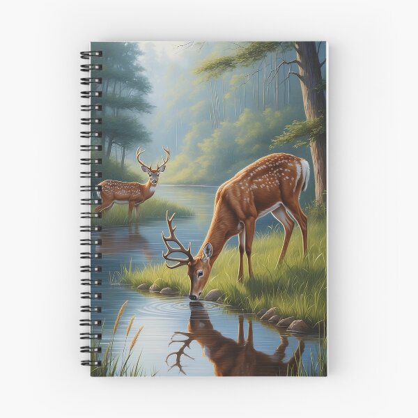 Item preview, Painting of a deer drinking water from a pond  designed and sold by Dream70.
