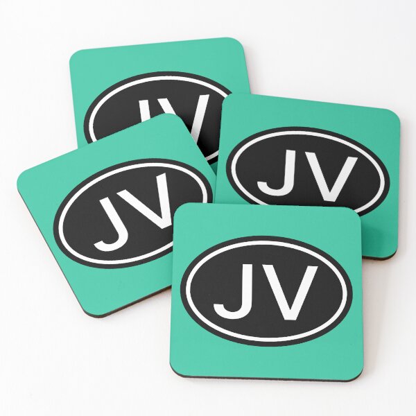 Artikelvorschau, JV Initialen Monogramm ovale weiße Buchstaben entworfen und verkauft von Jeallan Designs.