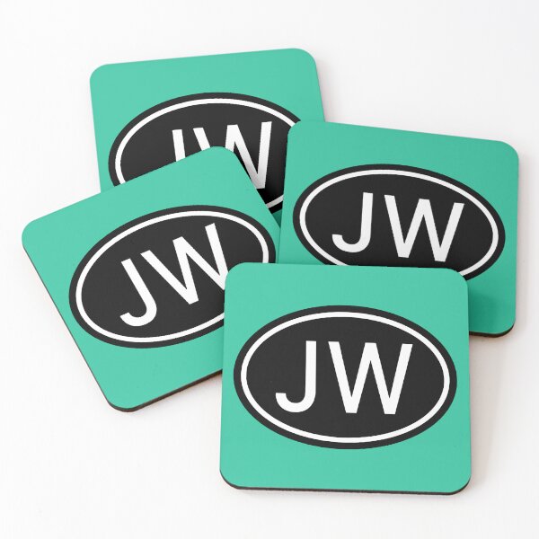 Item preview, JW Initials Monogram Oval White Letters designed and sold by Jeallan Designs.