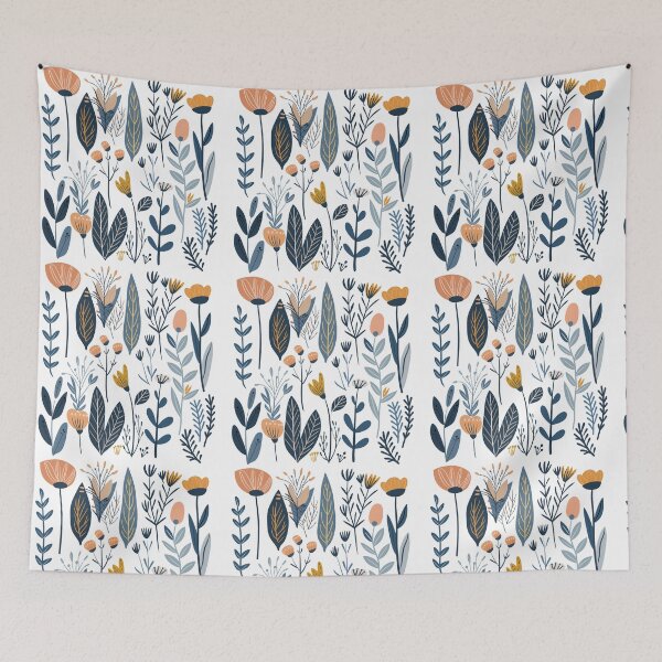 Item preview, Boho plants pattern Scandinavian folk art cottage core  designed and sold by TankandDPS.