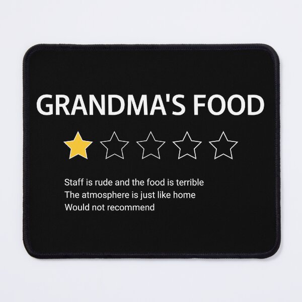 Item preview, Grandma's food, one star review, funny food rating, family dinner, food review for grandma, one star rating, one star tee, teasing grandma designed and sold by Dahlann.