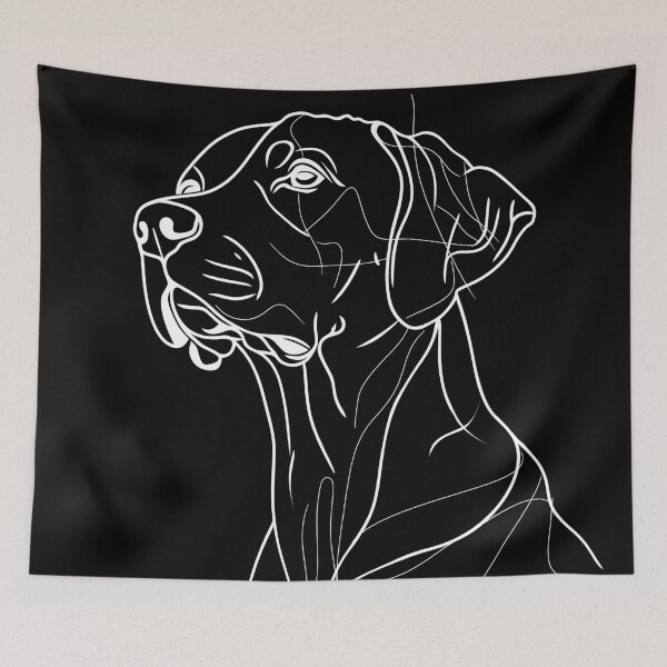 Aperçu de l'œuvre Portrait minimaliste de Vizsla hongrois aux lignes élégantes (blanc) créée et vendue par PixelPack Design.