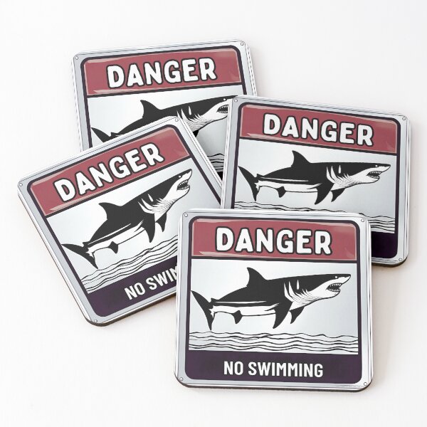 Item preview, Danger No Swimming shark designed and sold by FitEnvy.