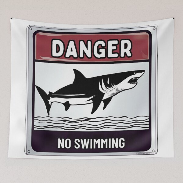Item preview, Danger No Swimming shark designed and sold by FitEnvy.