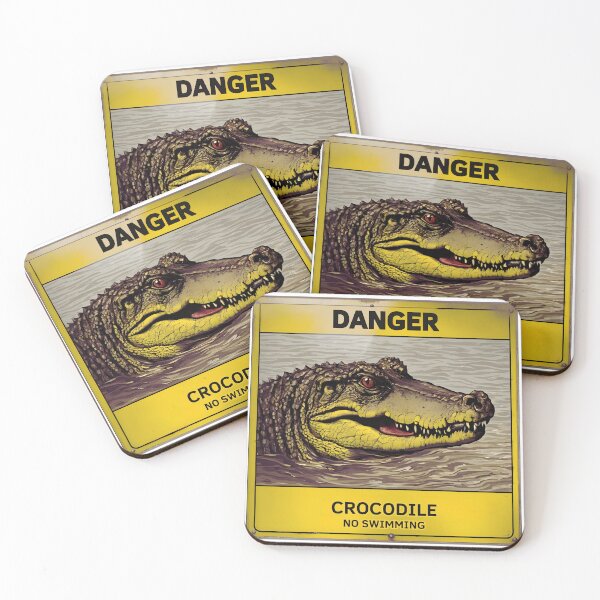 Item preview, Danger No Swimming Crocodile designed and sold by FitEnvy.