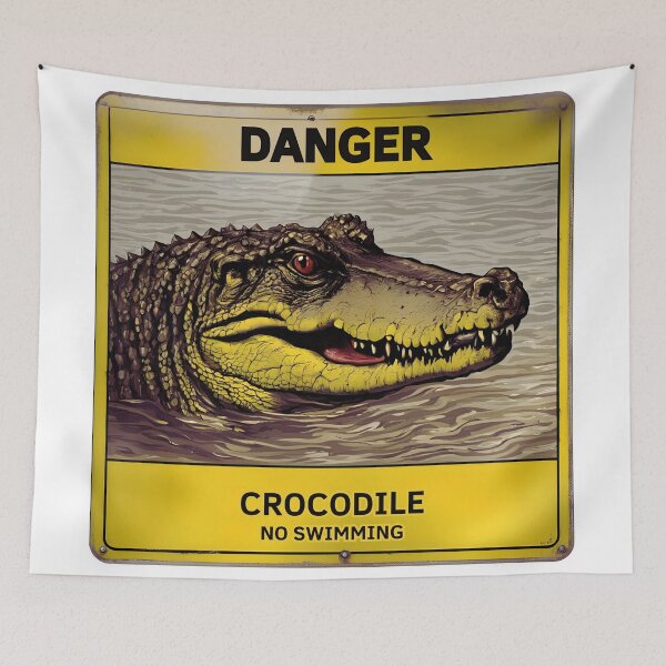 Item preview, Danger No Swimming Crocodile designed and sold by FitEnvy.