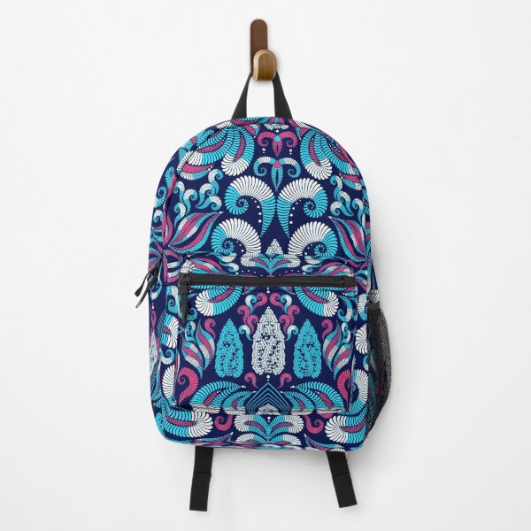 Item preview, Damascus, blue-pink elements on blue background designed and sold by Alex Blud.