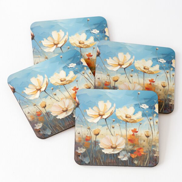 Item preview, Abstract Oil Painting of White Flowers in a Field designed and sold by frequent-art.