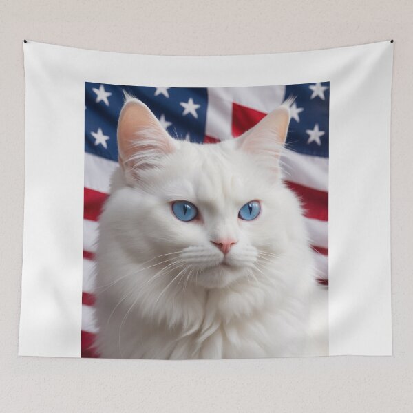 Item preview, Cat with usa flag in the background designed and sold by Designfs.
