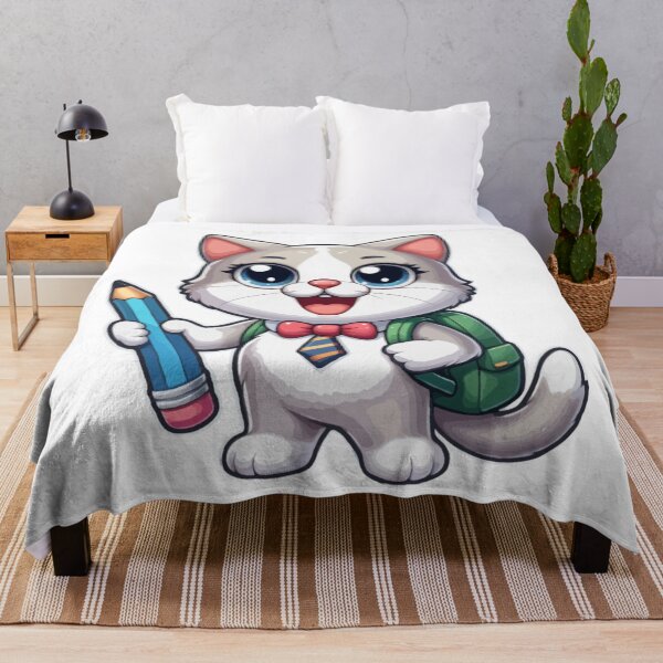 Item preview, Back To School: Funny Cat Going To School designed and sold by printmala.