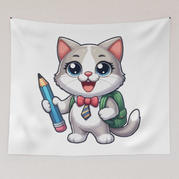 Item preview, Back To School: Funny Cat Going To School designed and sold by printmala.
