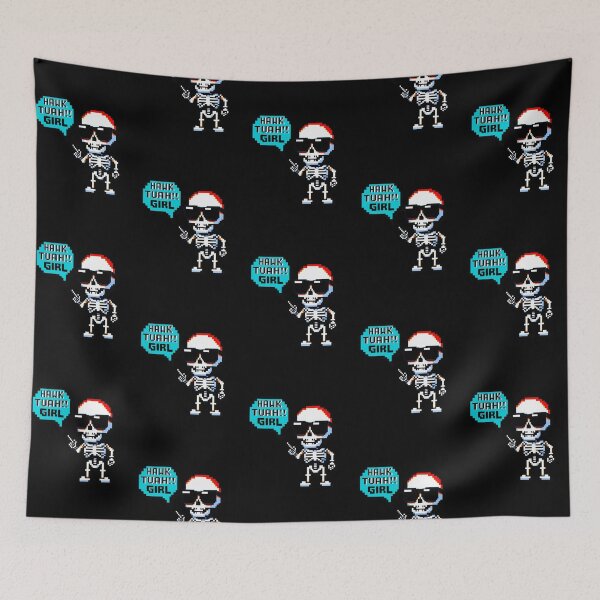 Item preview, Cool Skeleton with Big Sunglasses: Pixel Art "Hawk Tuah Girl!" designed and sold by Ronny-Owiso.