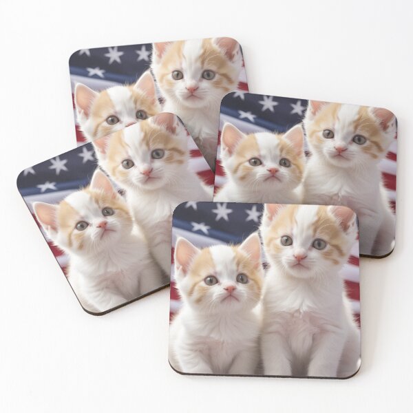 Item preview, Cute  kittens with usa flag in the background designed and sold by Designfs.