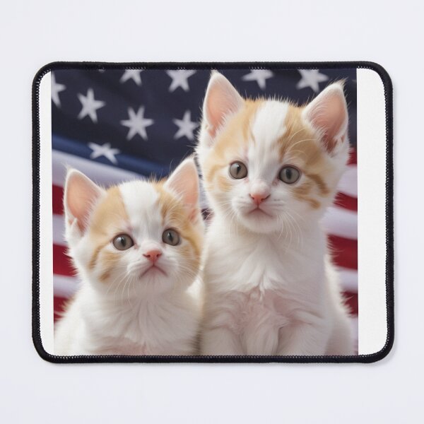 Item preview, Cute kittens with usa flag in the background designed and sold by Designfs.
